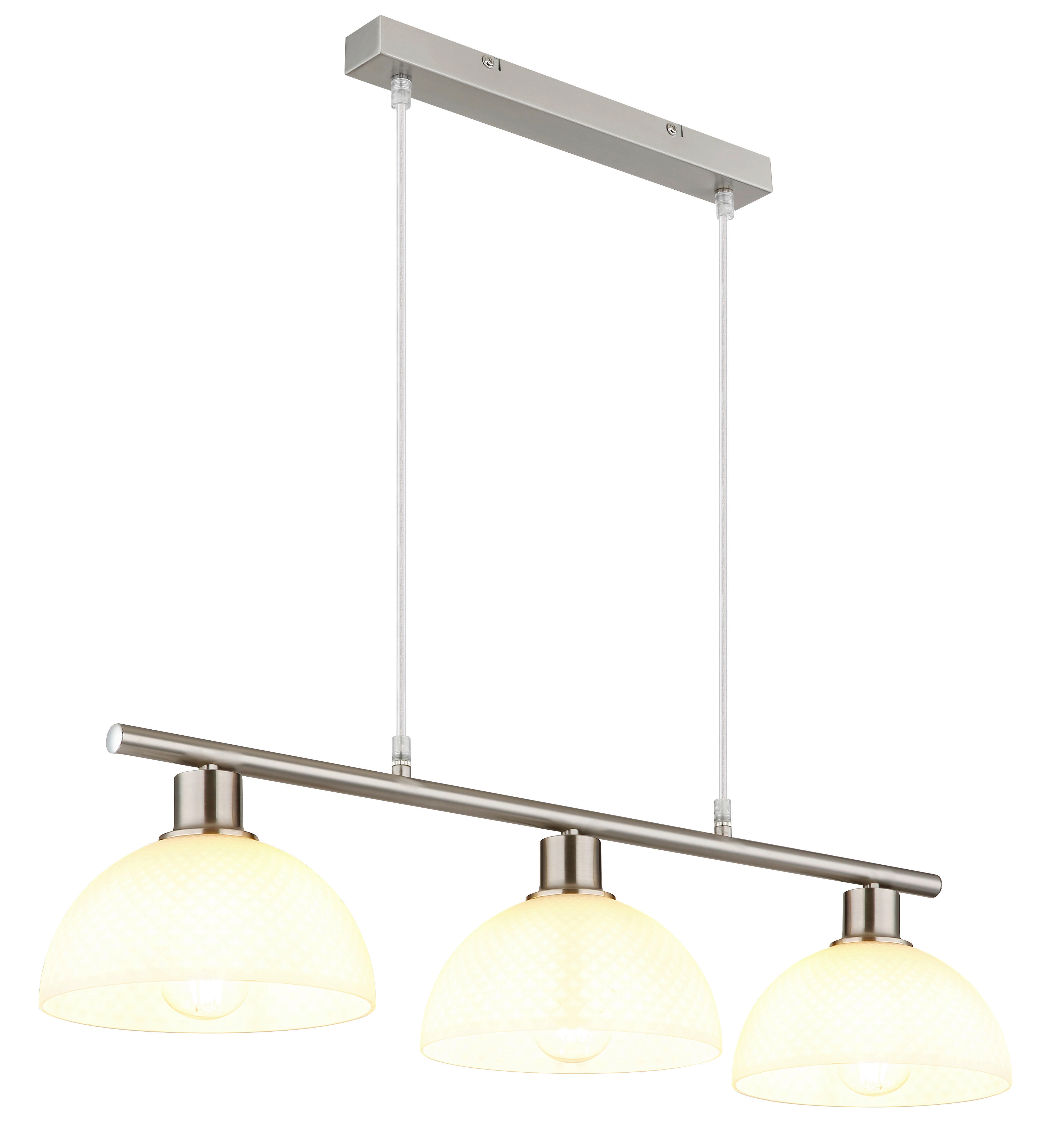 GLOBO Pendelleuchte Opal nickel Metall Glas PVC B/H/L: ca. 20x120x77 cm E27 3 Brennstellen SELMA - nickel/Opal (77,00/20,00/120,00cm) - GLOBO