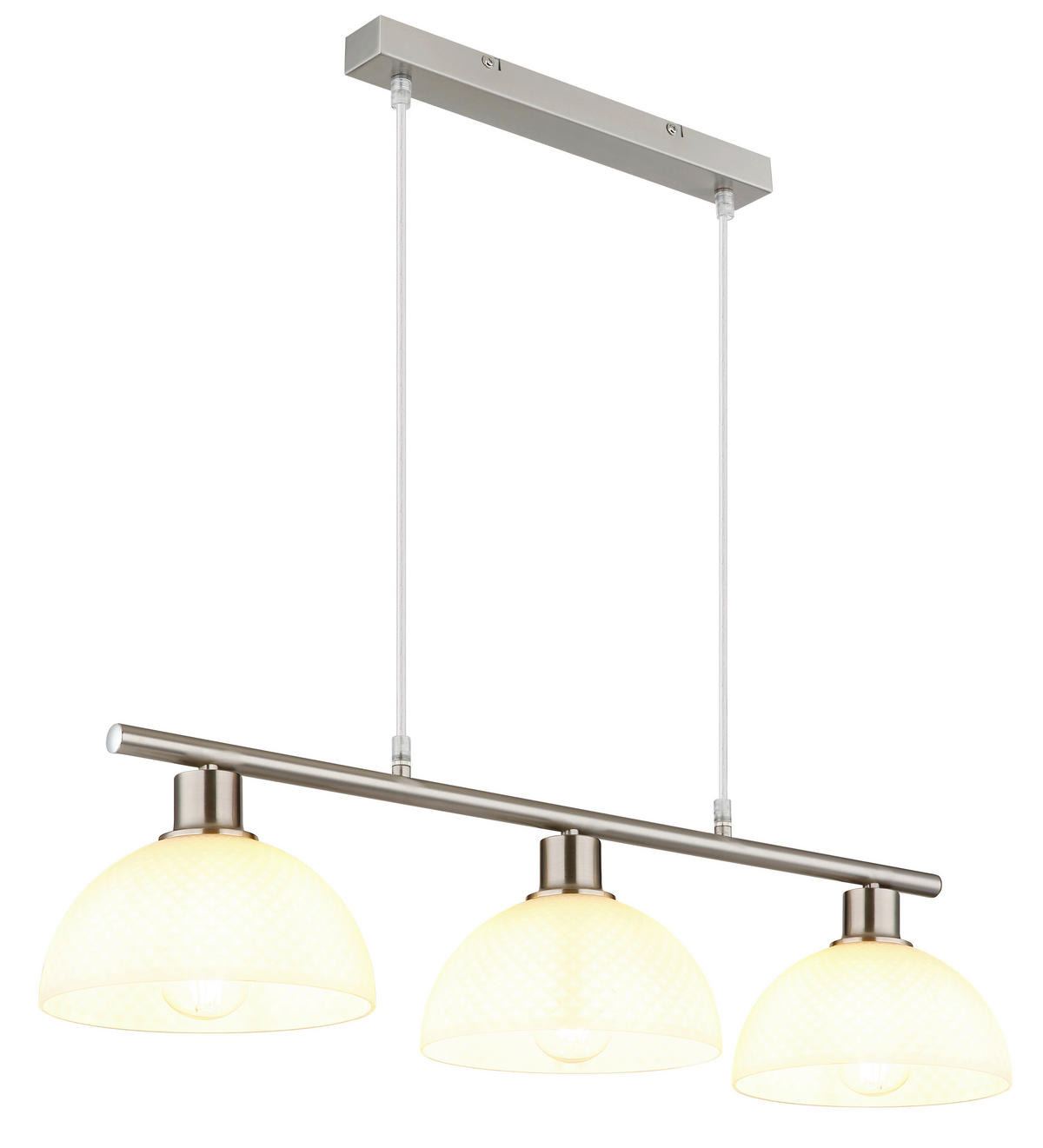 GLOBO Pendelleuchte Opal nickel Metall Glas PVC B/H/L: ca. 20x120x77 cm E27 3 Brennstellen SELMA - nickel/Opal (77,00/20,00/120,00cm) - GLOBO