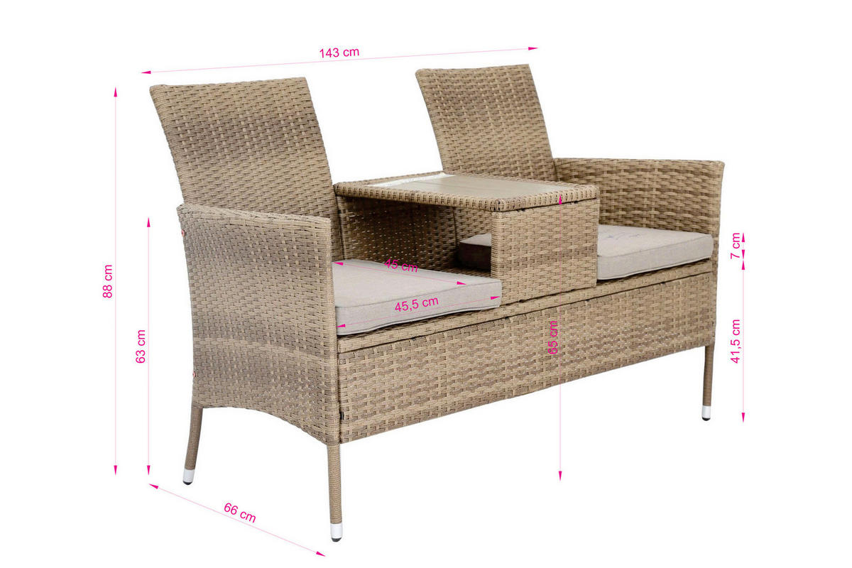 POCOline Gartenbank Love braun Stahl Love - braun/beige - POCOline