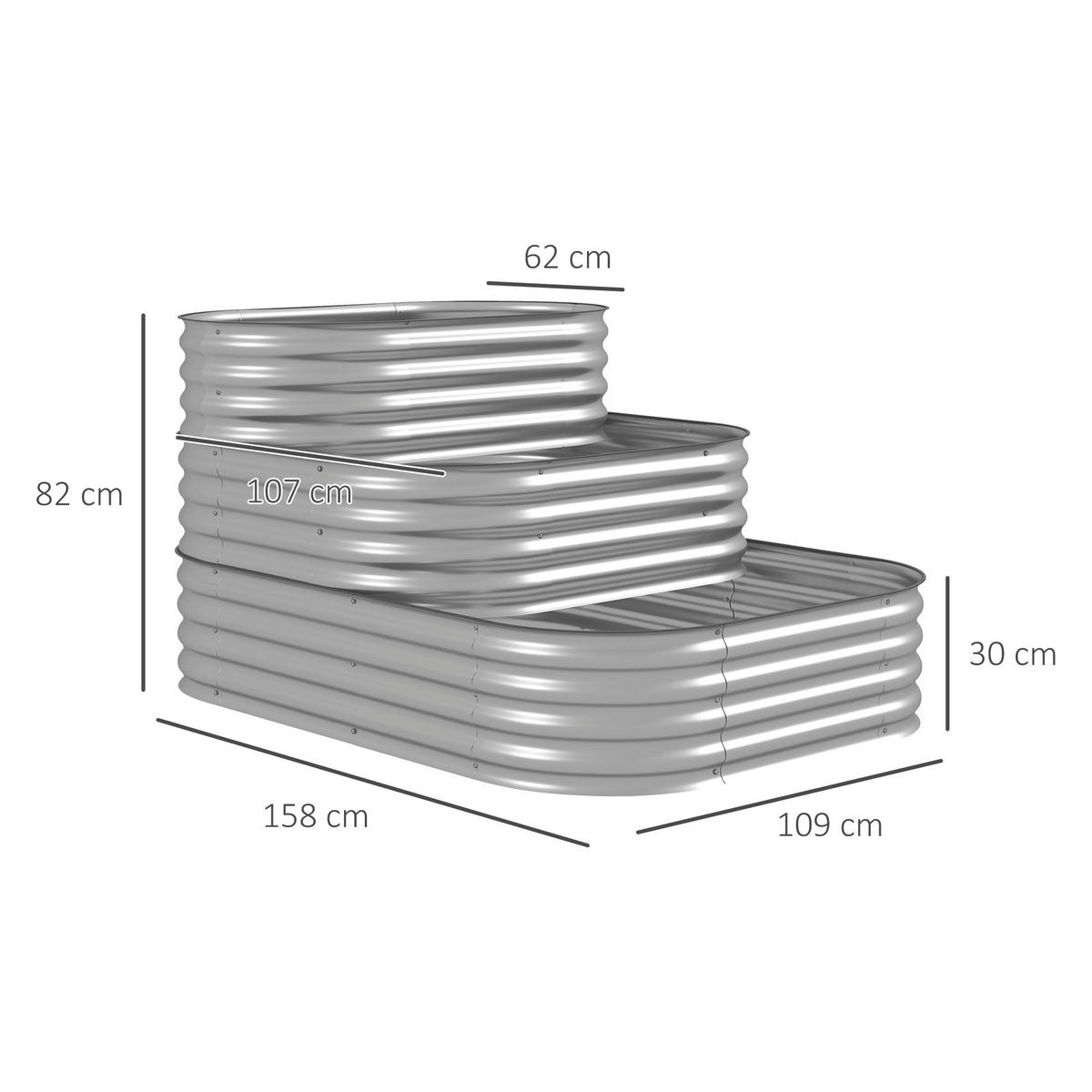 Outsunny Hochbeet silber Polypropylen B/H/L: ca. 109x158x82 cm Hochbeet - silber (82,00/109,00/158,00cm) - Outsunny
