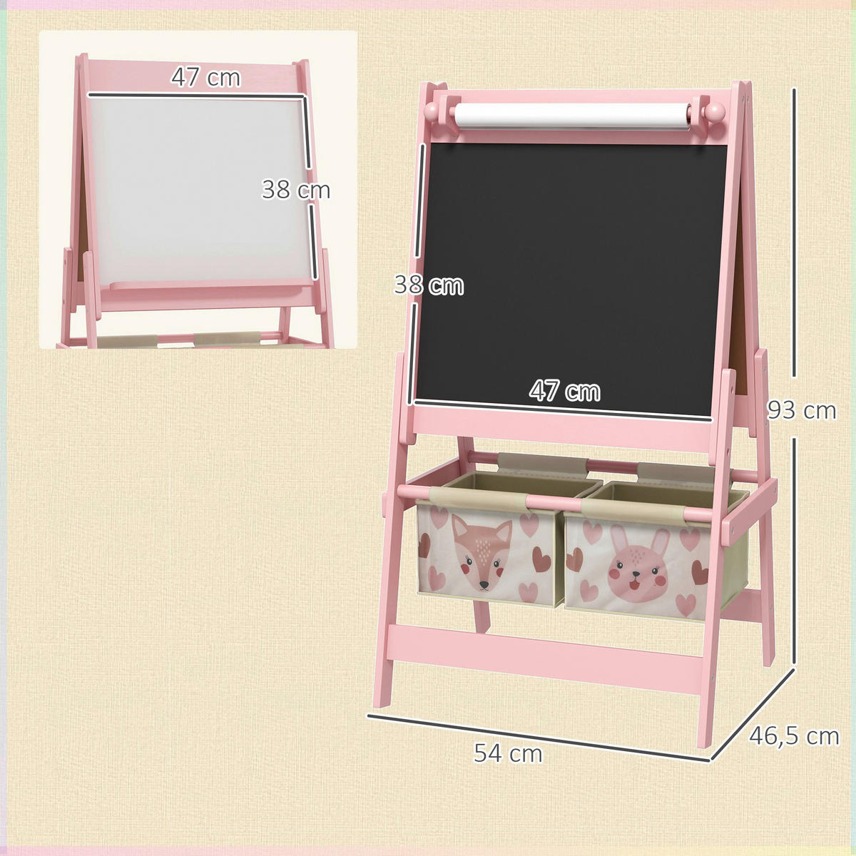 AIYAPLAY Kindertafel B/H/L: ca. 46,5x93x54 cm Kindertafel - rosa (54,00/46,50/93,00cm) - AIYAPLAY