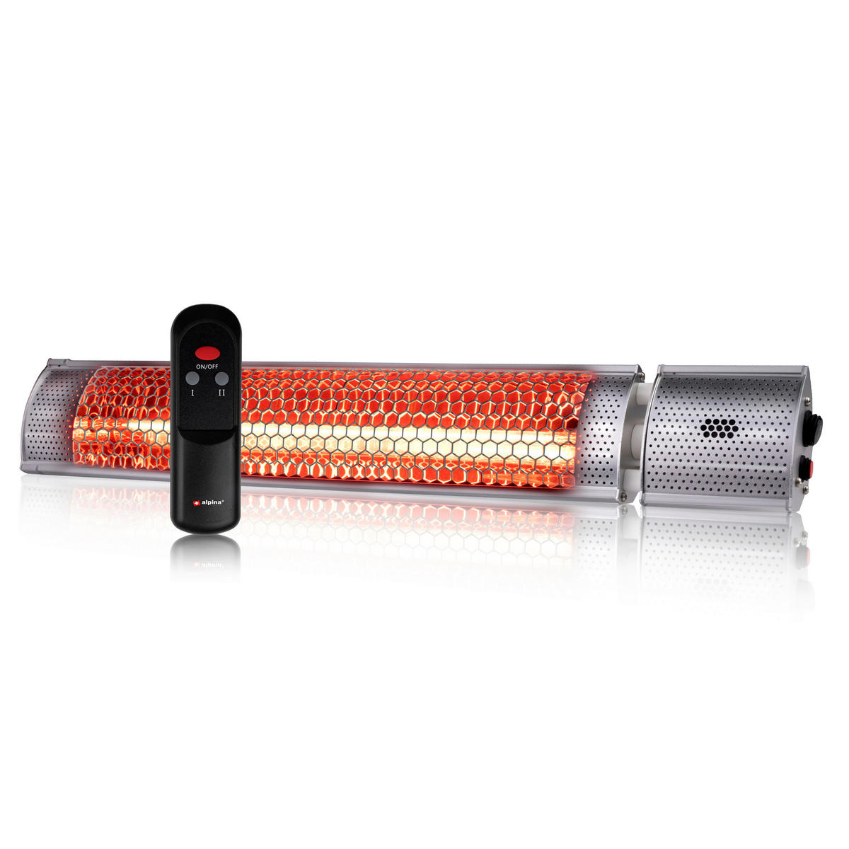 Alpina Wandheizstrahler 871125218779 silber B/H/L: ca. 11x12x58 cm ca. 2000 W Wandheizstrahler Halogen - silber (58,00/11,00/12,00cm) - Alpina
