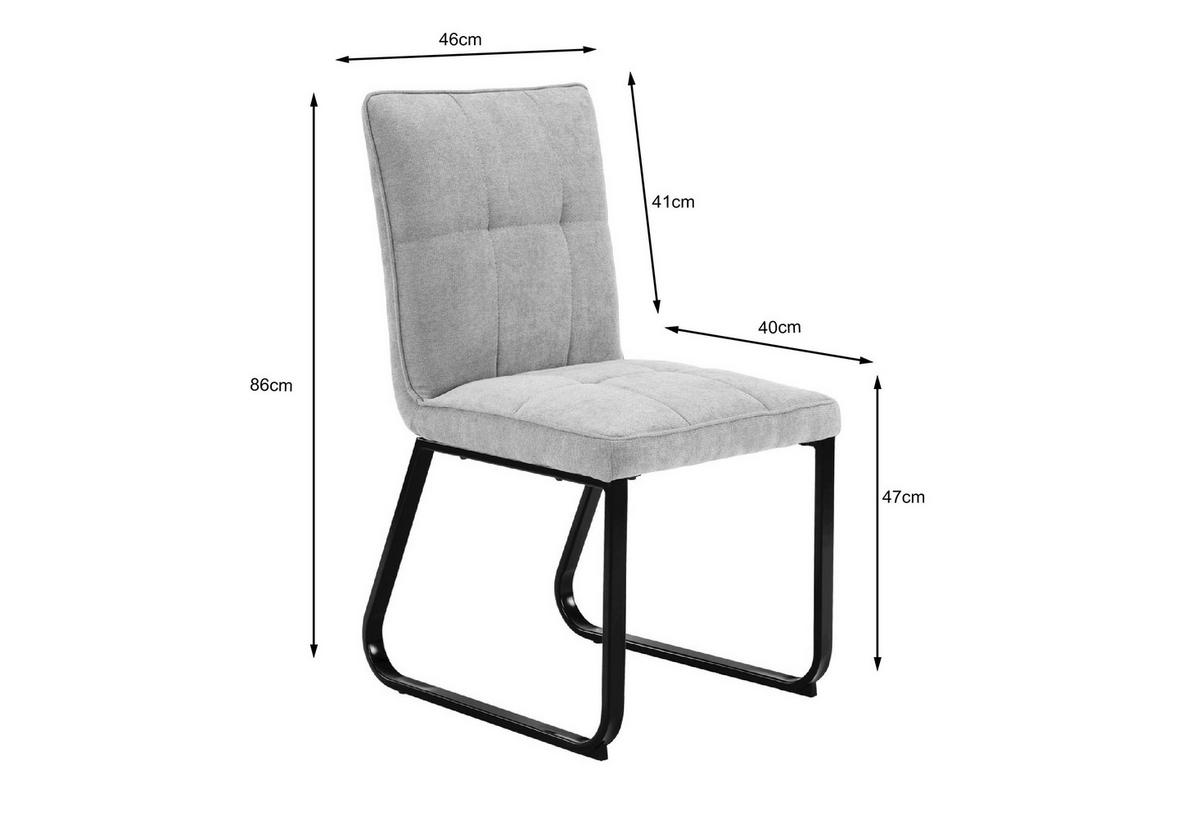 Stuhl TALEA  2er-Set dunkelgrau schwarz Webstoff Metall B/H/T: ca. 46x86x55 cm TALEA  2er-Set - schwarz/dunkelgrau (46,00/86,00/55,00cm) - byLIVING