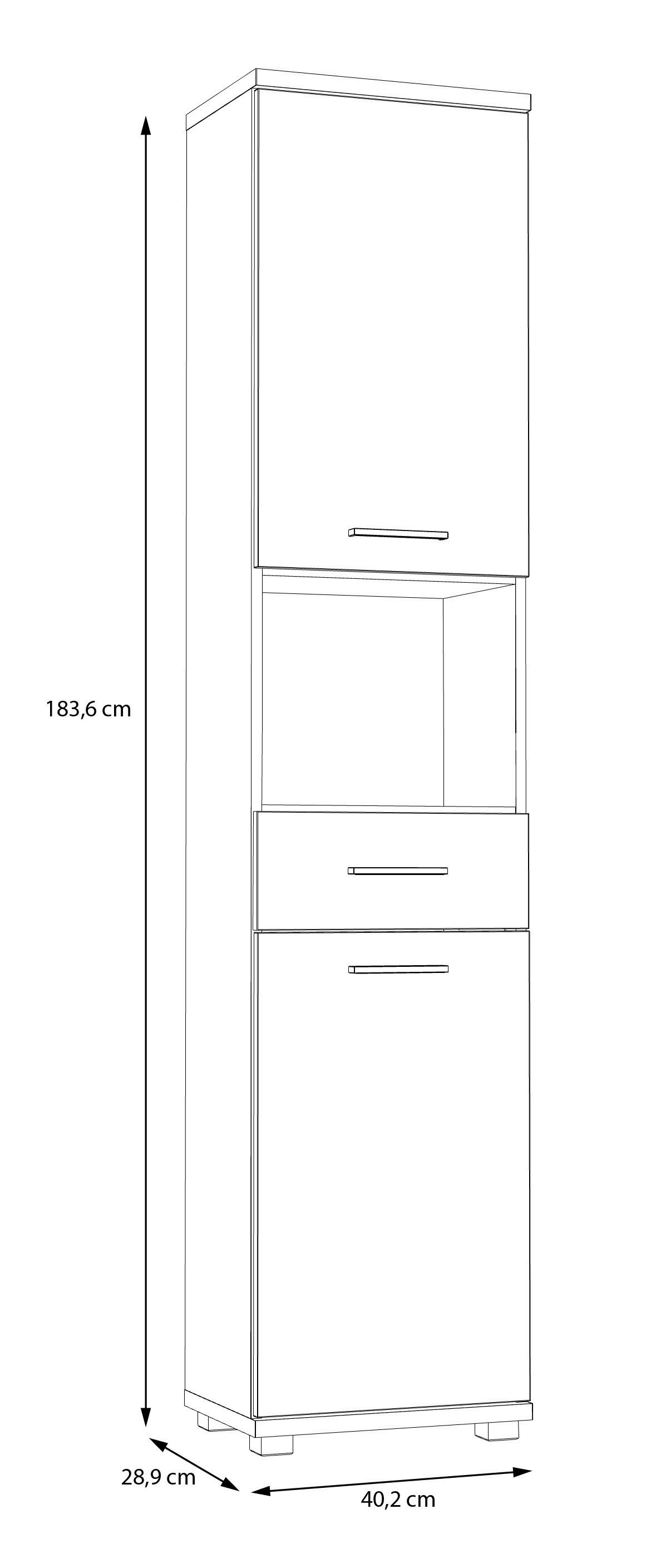 Hochschrank  Eiche Artisan Nachbildung salbei B/H/T: ca. 40x184x29 cm Champ_Hochschrank CMPS712-M934 - Eiche/salbei (40,00/184,00/29,00cm)