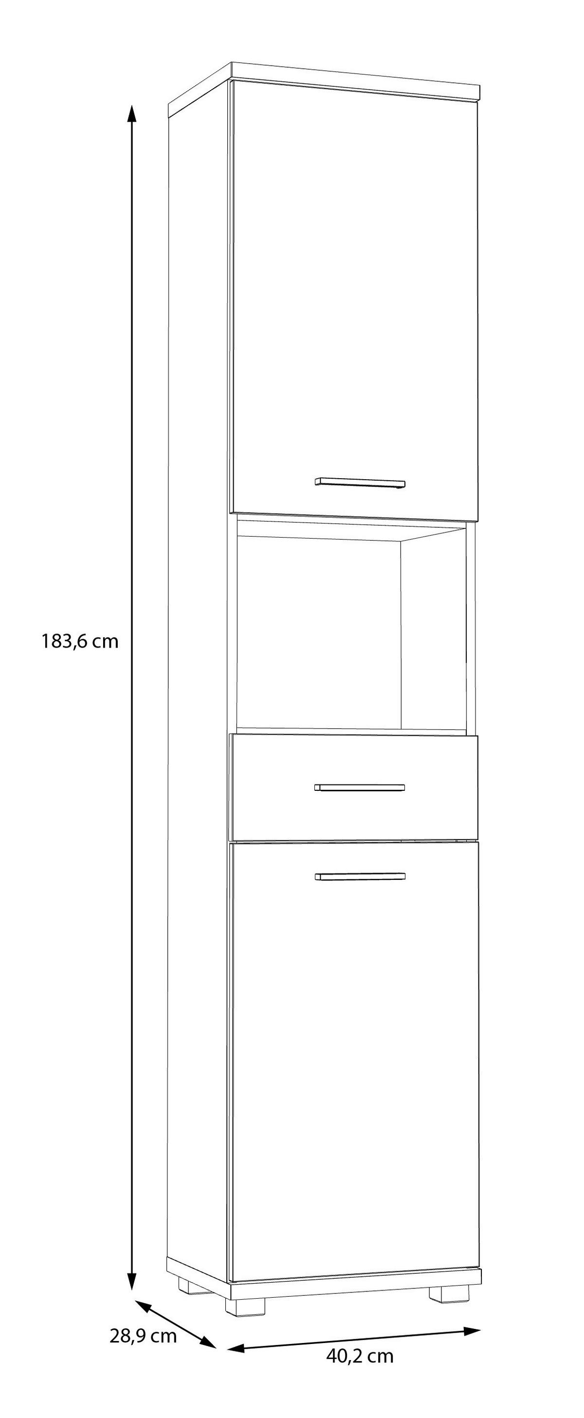 Hochschrank  Eiche Artisan Nachbildung salbei B/H/T: ca. 40x184x29 cm Champ_Hochschrank CMPS712-M934 - Eiche/salbei (40,00/184,00/29,00cm)