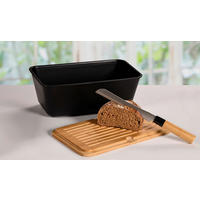 Kesper Brotbox mit Schneidebrett schwarz Bambus Brotbox_m.Schneidbrett - natur/schwarz - Kesper
