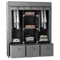 HOMCOM Kleiderschrank dunkelgrau Polypropylen B/H/L: ca. 43x125x162,5 cm Stoffschrank - dunkelgrau (162,50/43,00/125,00cm) - HOMCOM