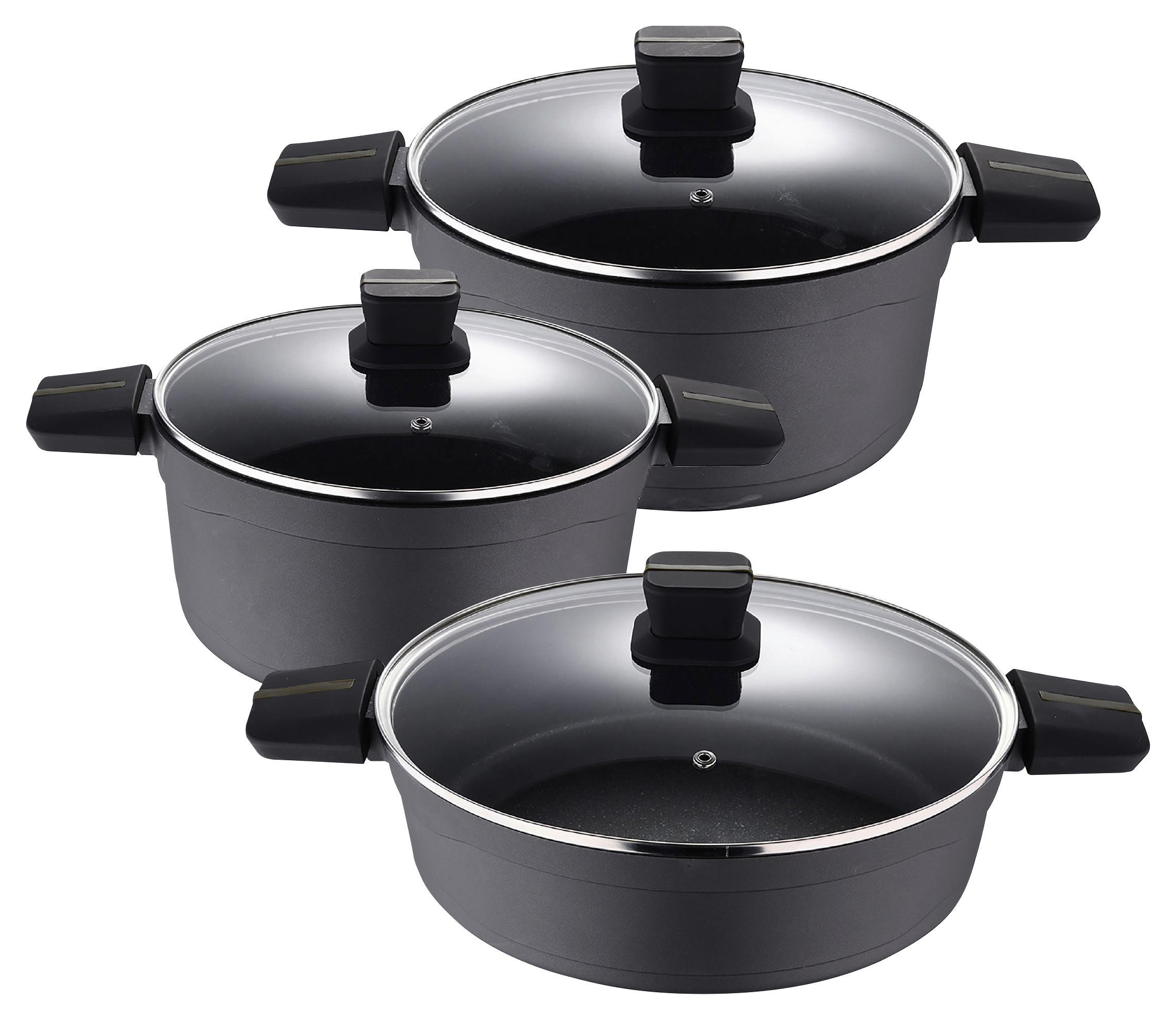 SAN IGNACIO Topfset BISTRO silber Aluminium 3 tlg. BISTRO - schwarz/silber (60,00/40,00/30,00cm) - SAN IGNACIO