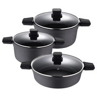 SAN IGNACIO Topfset BISTRO silber Aluminium 3 tlg. BISTRO - schwarz/silber (60,00/40,00/30,00cm) - SAN IGNACIO
