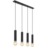 GLOBO Pendelleuchte schwarz schwarz nickel matt Metall Holz Metall B/H/T: ca. 10x120x93 cm 4.0 Brennstellen MARION - nickel matt/schwarz (10,00/120,00/93,00cm) - GLOBO