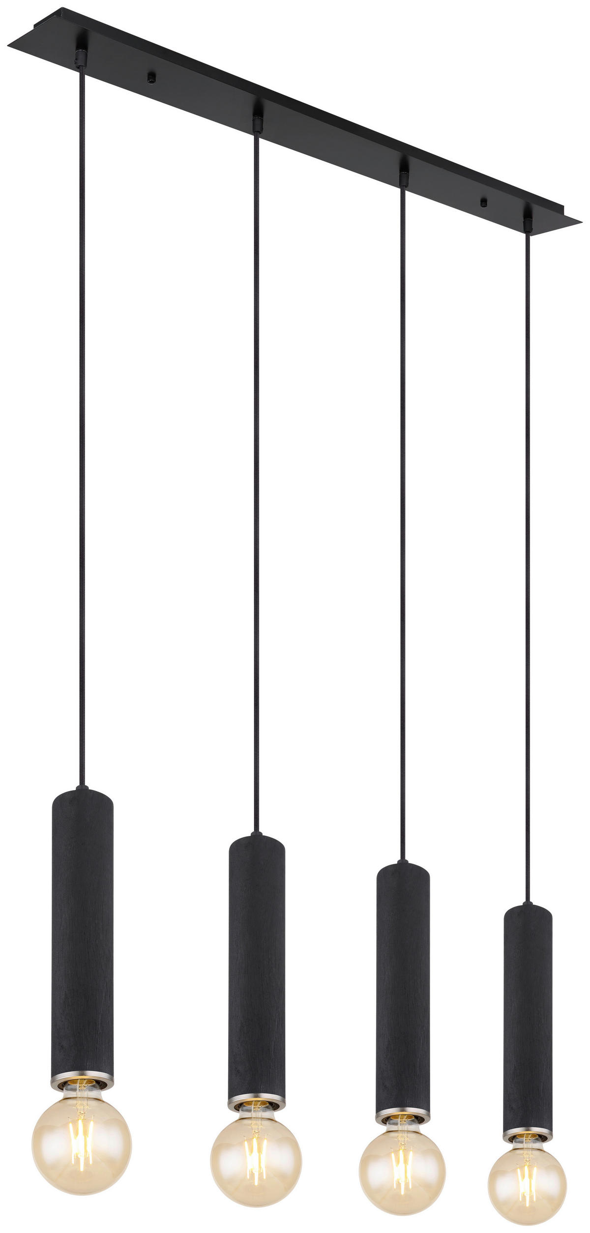 GLOBO Pendelleuchte schwarz schwarz nickel matt Metall Holz Metall B/H/T: ca. 10x120x93 cm 4.0 Brennstellen MARION - nickel matt/schwarz (10,00/120,00/93,00cm) - GLOBO