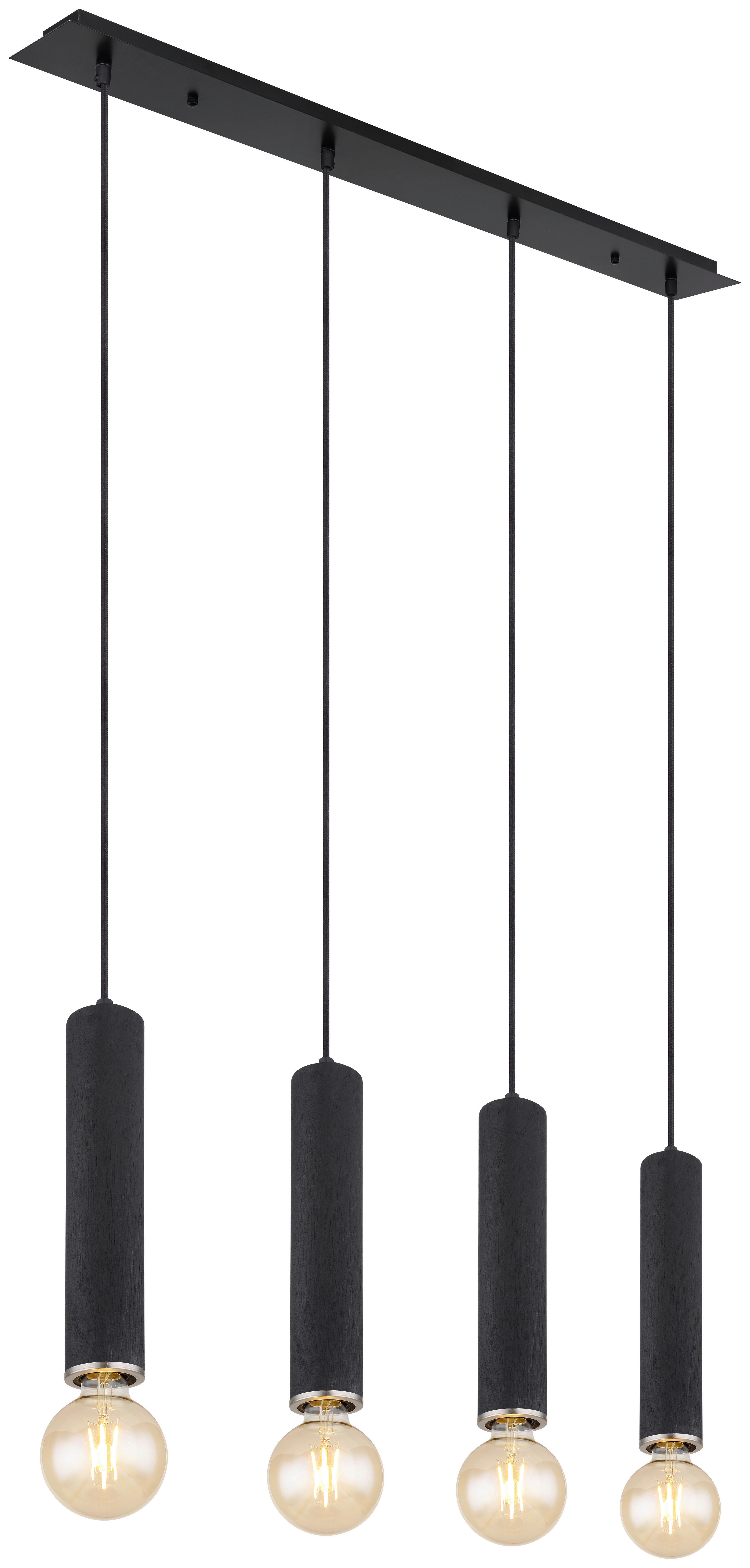 GLOBO Pendelleuchte schwarz schwarz nickel matt Metall Holz Metall B/H/T: ca. 10x120x93 cm 4.0 Brennstellen