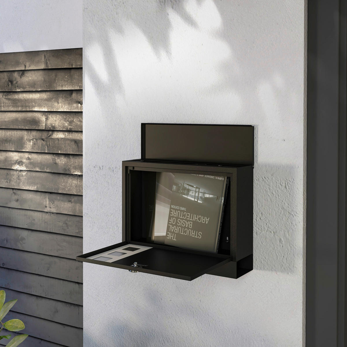 HOMCOM Briefkasten schwarz B/H/L: ca. 11,5x36,5x29 cm Briefkasten - schwarz (29,00/11,50/36,50cm) - HOMCOM
