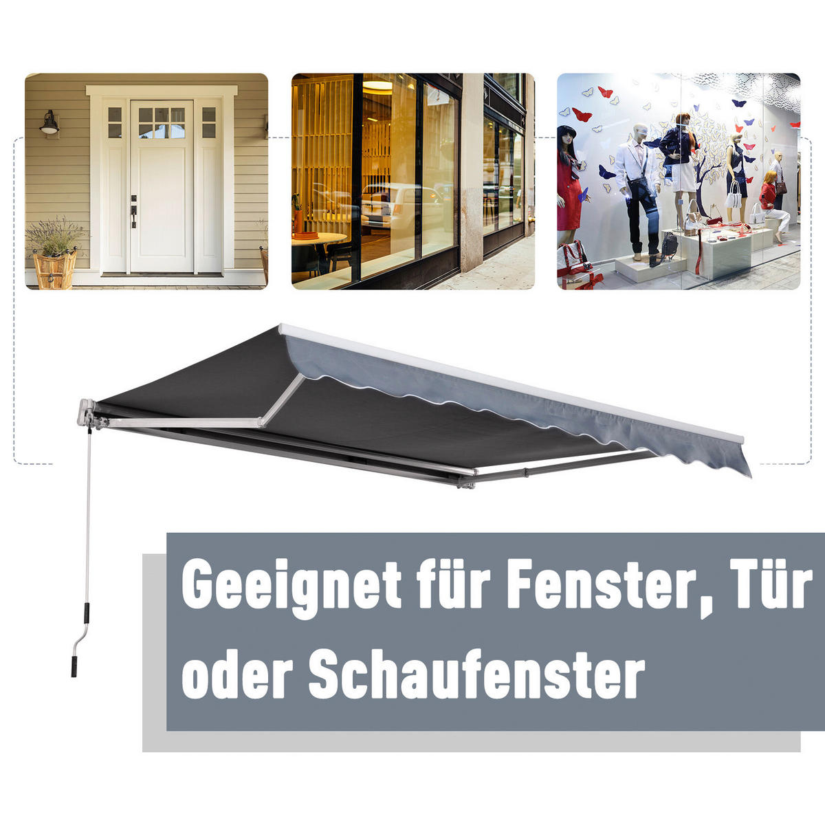 Gelenkarmmarkise grau B/L: ca. 400x300 cm Alu_Gelenkarm-Markise - grau (400,00/300,00cm) - Outsunny