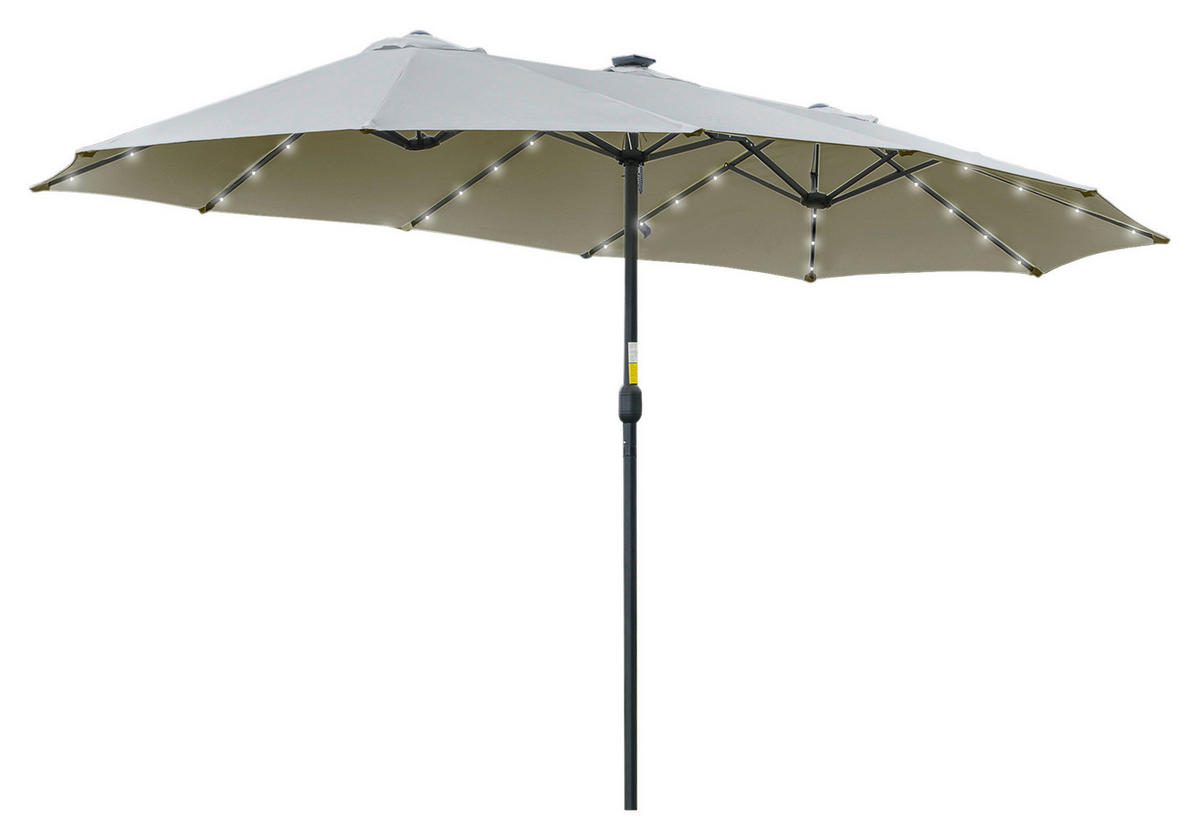 Outsunny Sonnenschirm mit Solar-LED-Leuchte bunt Metall B/H/L: ca. 265x240x450 cm Sonnenschirm_mit_Solar-LED-Leuchte - bunt (450,00/265,00/240,00cm) - Outsunny
