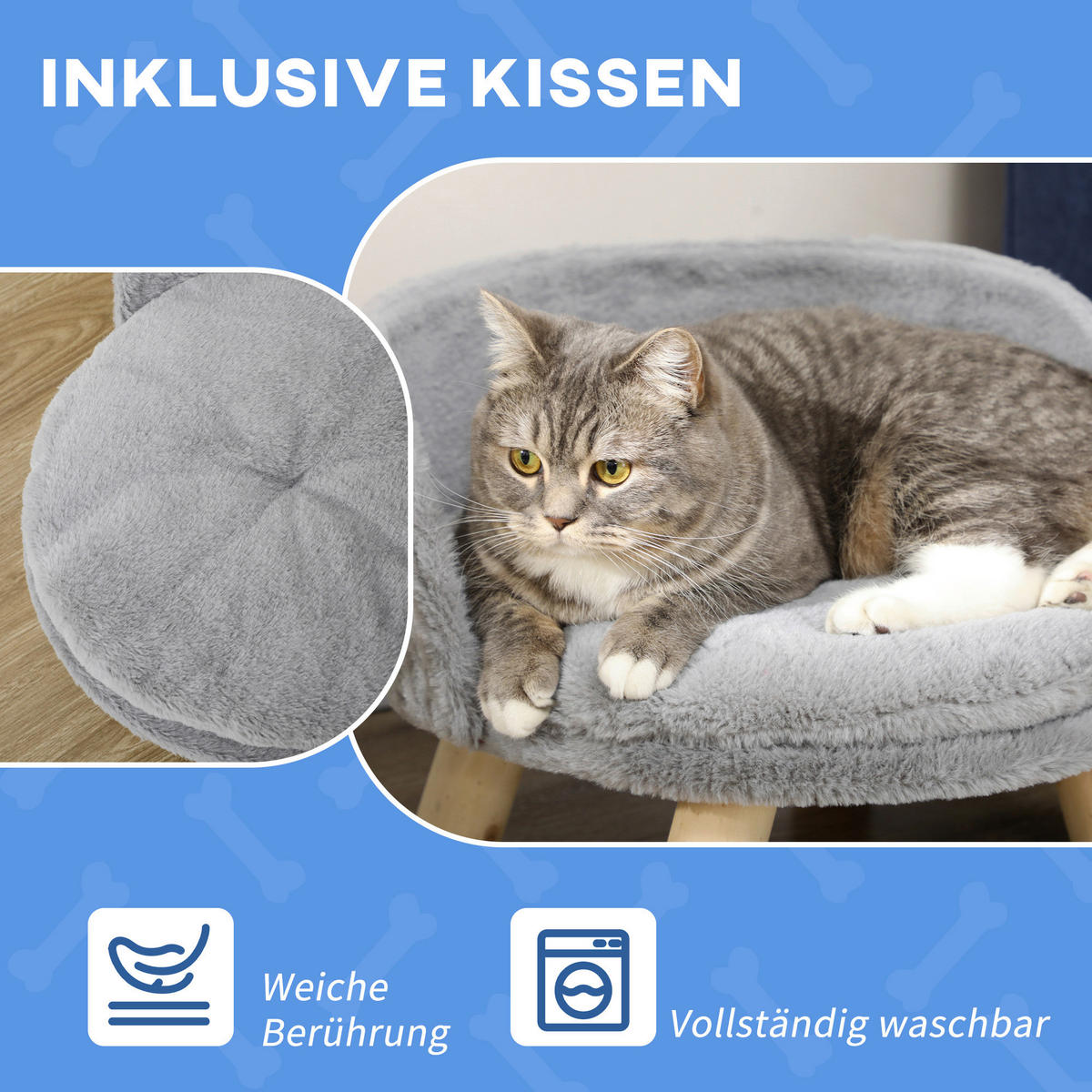 PawHut Haustierbett grau Polyester B/H/L: ca. 40,5x33x40,5 cm Haustierbett - grau (40,50/40,50/33,00cm) - PawHut