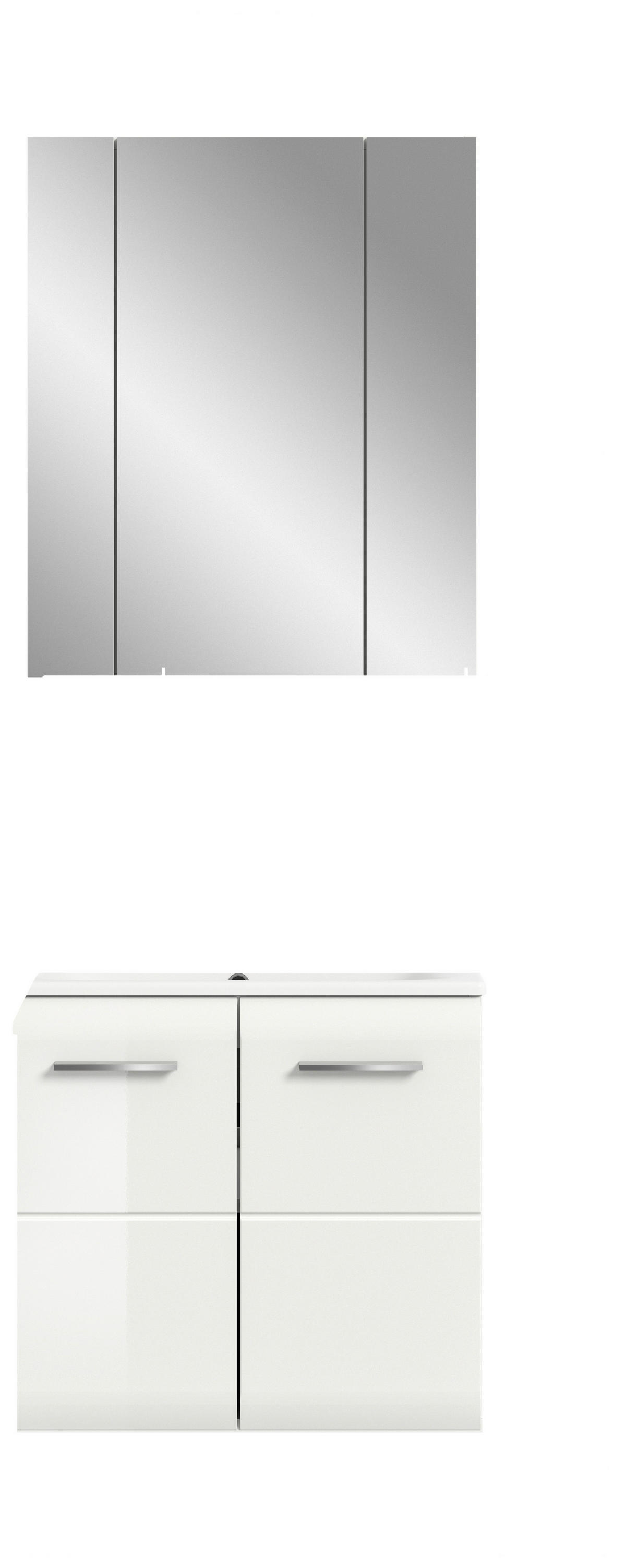 Badezimmer-Set Ice weiß weiß Hochglanz B/H/T: ca. 60x185x46 cm Ice - weiß (60,00/185,00/46,00cm) - xonox.home
