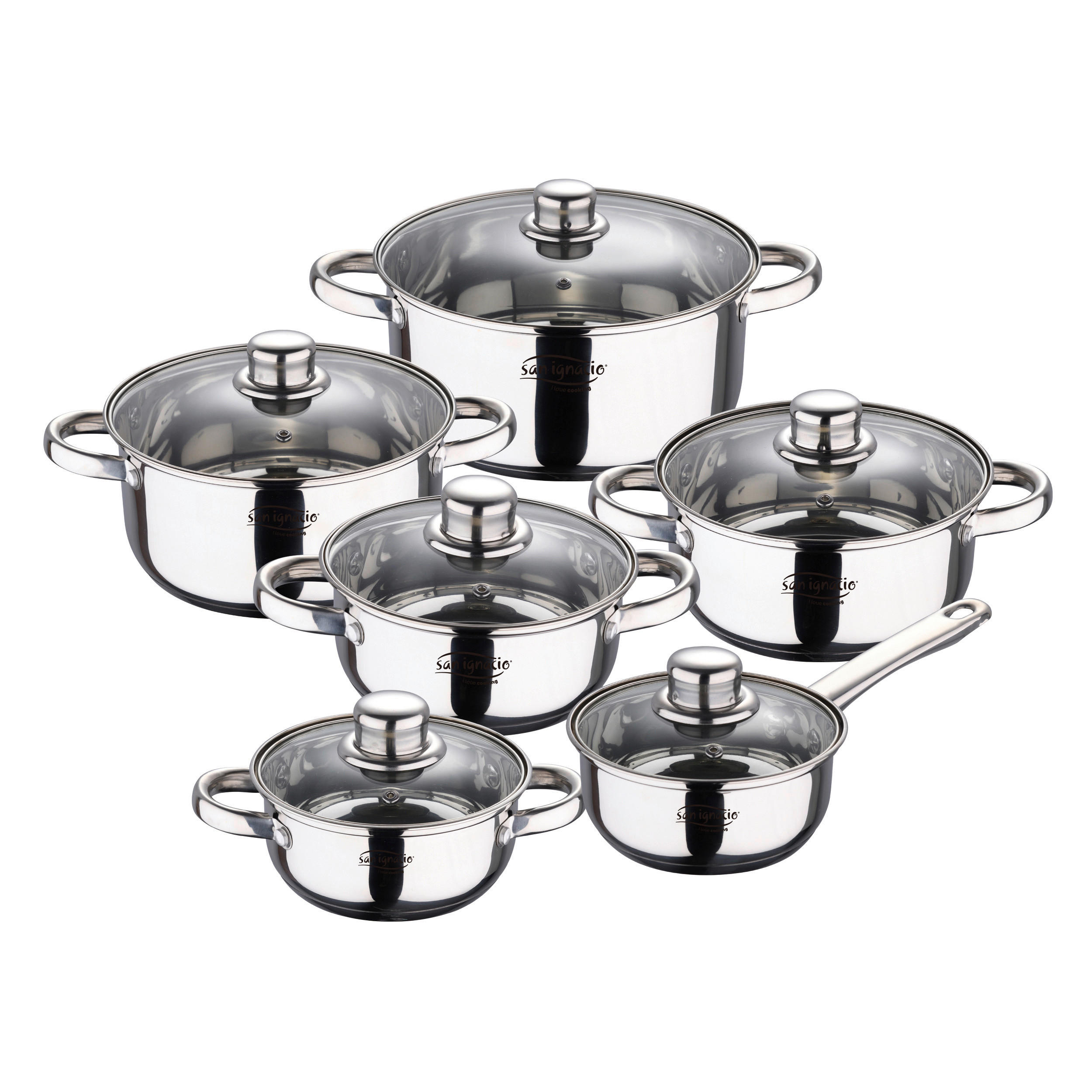 SAN IGNACIO Kochgeschirrset CASSEL silber Edelstahl 12 tlg. CASSEL - silber (47,50/28,00/19,00cm) - SAN IGNACIO