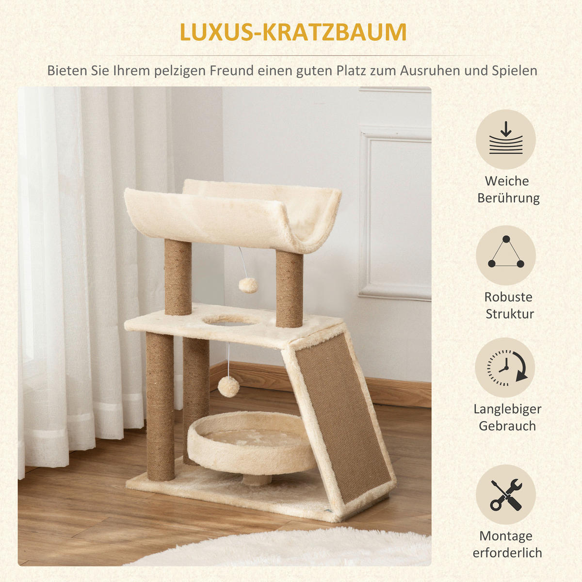 PawHut Kratzbaum braun Edelstahl B/H/L: ca. 30x60x76 cm Kratzbaum - braun (76,00/30,00/60,00cm) - PawHut