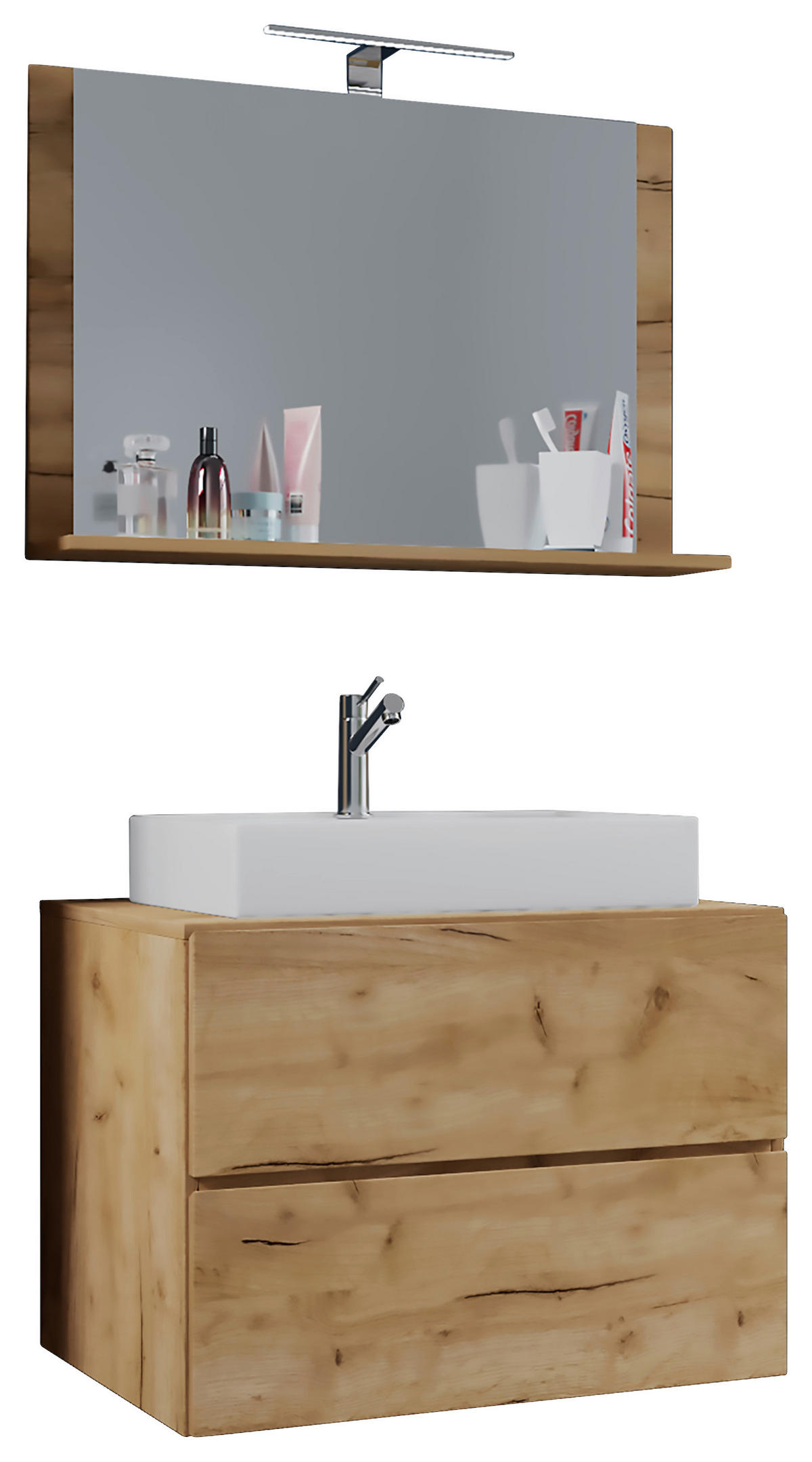 Waschplatz 3tlg-Lendas weiß Eiche Honig Nachbildung B/H/T: ca. 80x52x52 cm 3tlg-Lendas - Eiche/weiß (80,00/52,00/52,00cm) - VCM Möbel