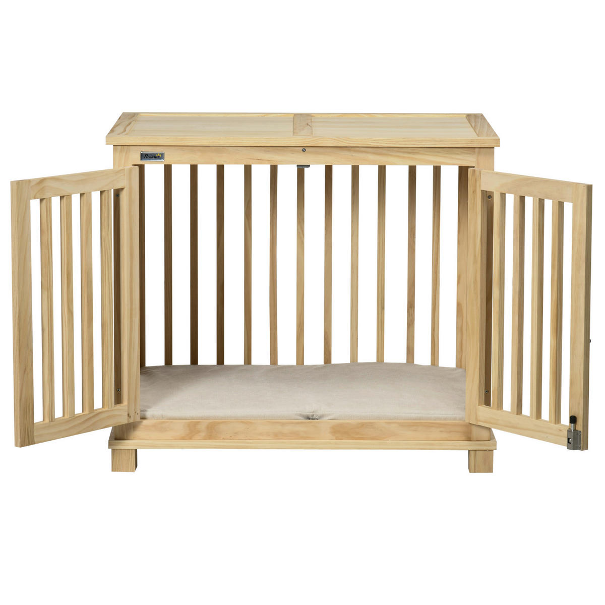 PawHut Hunde-Zubehör cremeweiß Kiefer B/H/L: ca. 57x82,5x72 cm Hundekäfig - natur/cremeweiß (72,00/57,00/82,50cm) - PawHut