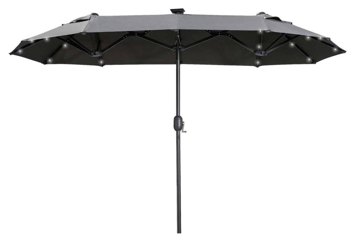 Outsunny Doppelseitiger Sonnenschirm grau Polyester B/H/L: ca. 150x219x295 cm Doppelseitiger_Sonnenschirm - grau (295,00/150,00/219,00cm) - Outsunny