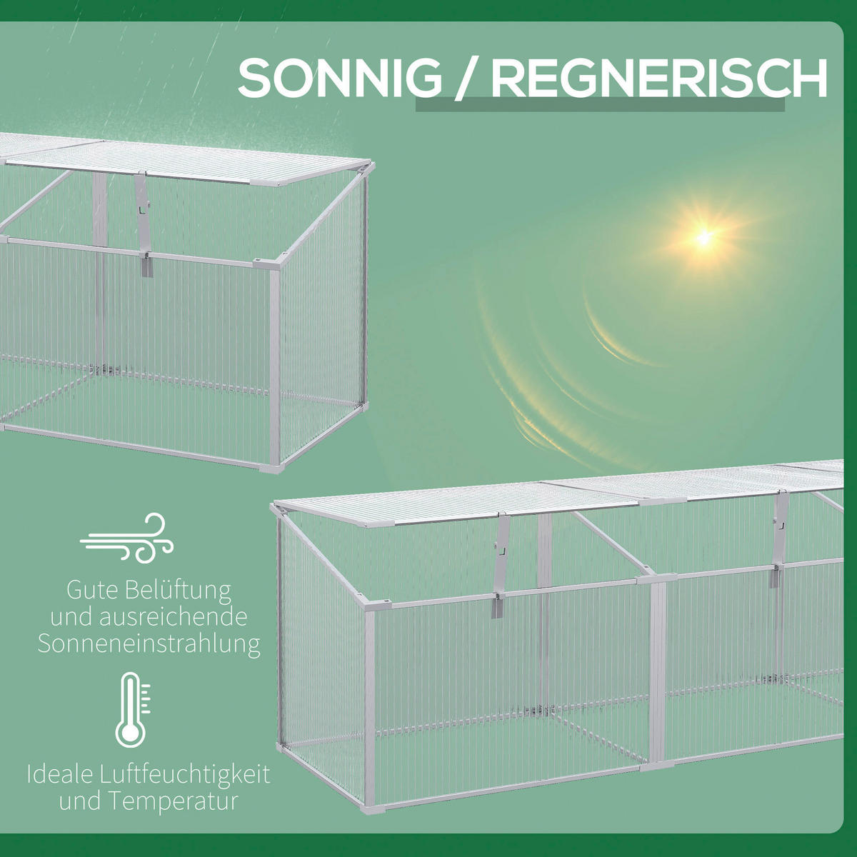 Outsunny Gewächshaus B/H/L: ca. 51x180x51 cm Frühbeet - silber (51,00/51,00/180,00cm) - Outsunny