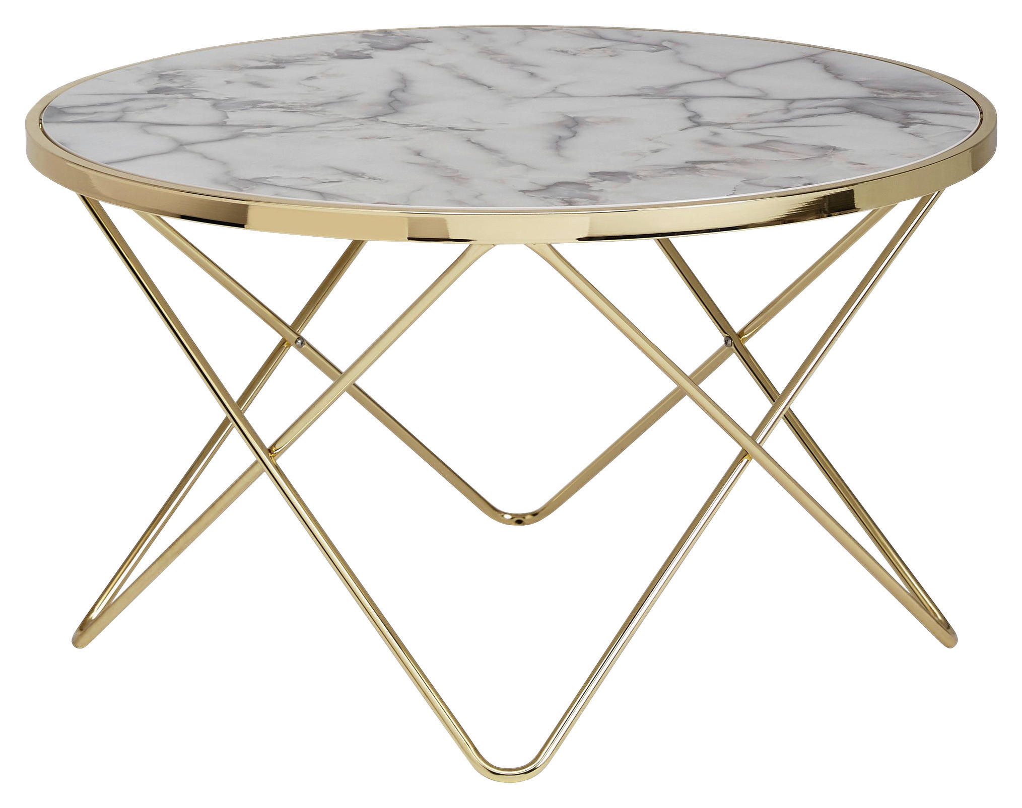 Couchtisch weiß Marmor Optik gold B/H/T: ca. 85x49x85 cm Couchtisch - gold/weiß (85,00/49,00/85,00cm) - Wohnling