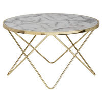 Couchtisch weiß Marmor Optik gold B/H/T: ca. 85x49x85 cm Couchtisch - gold/weiß (85,00/49,00/85,00cm) - Wohnling