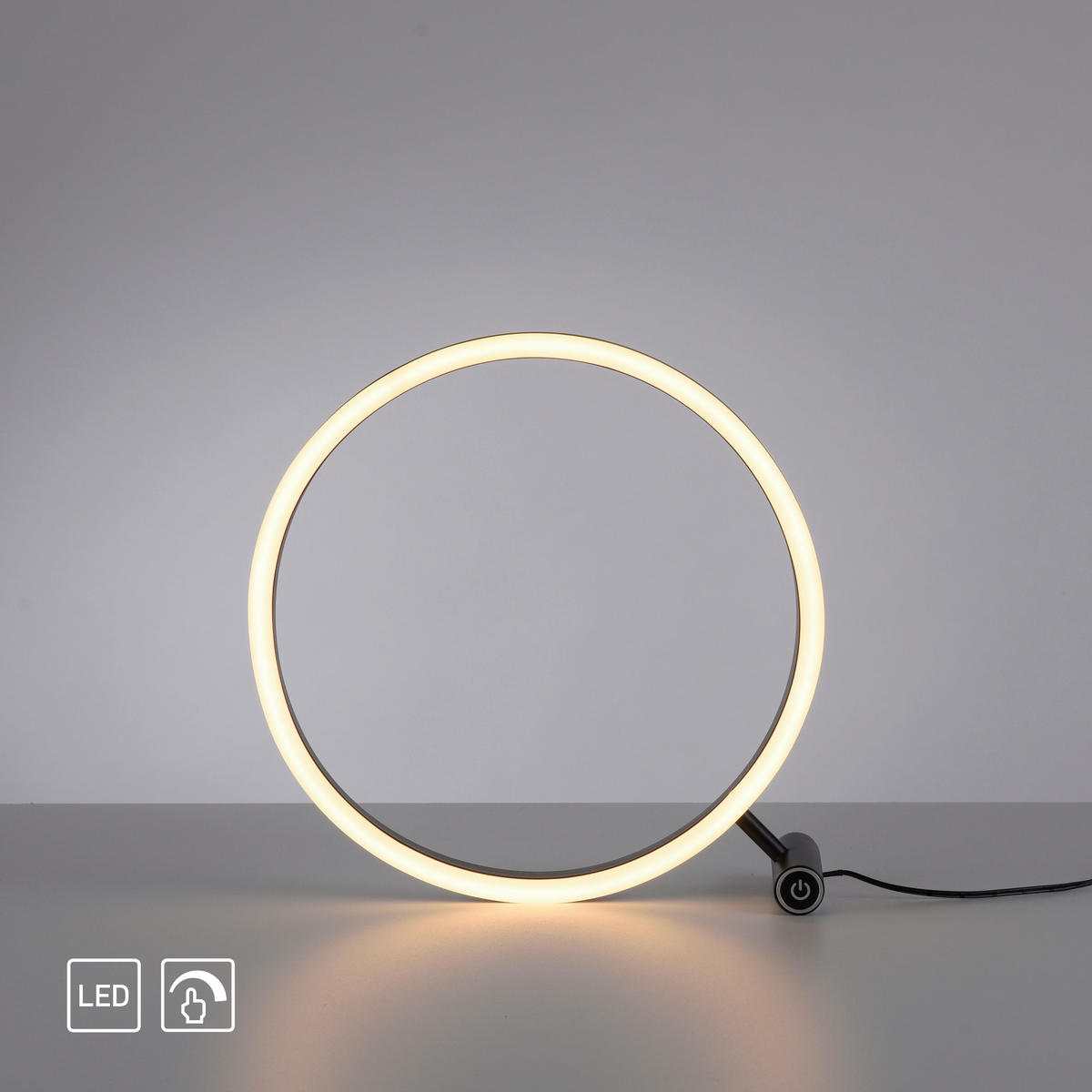 Just Light LED-Touch-Tischleuchte RITUS 15390-13 weiß anthrazit Metall B/H/T: ca. 30x30x10 cm 1 Brennstellen RITUS - weiß/anthrazit (30,00/30,00/10,00cm) - Just Light