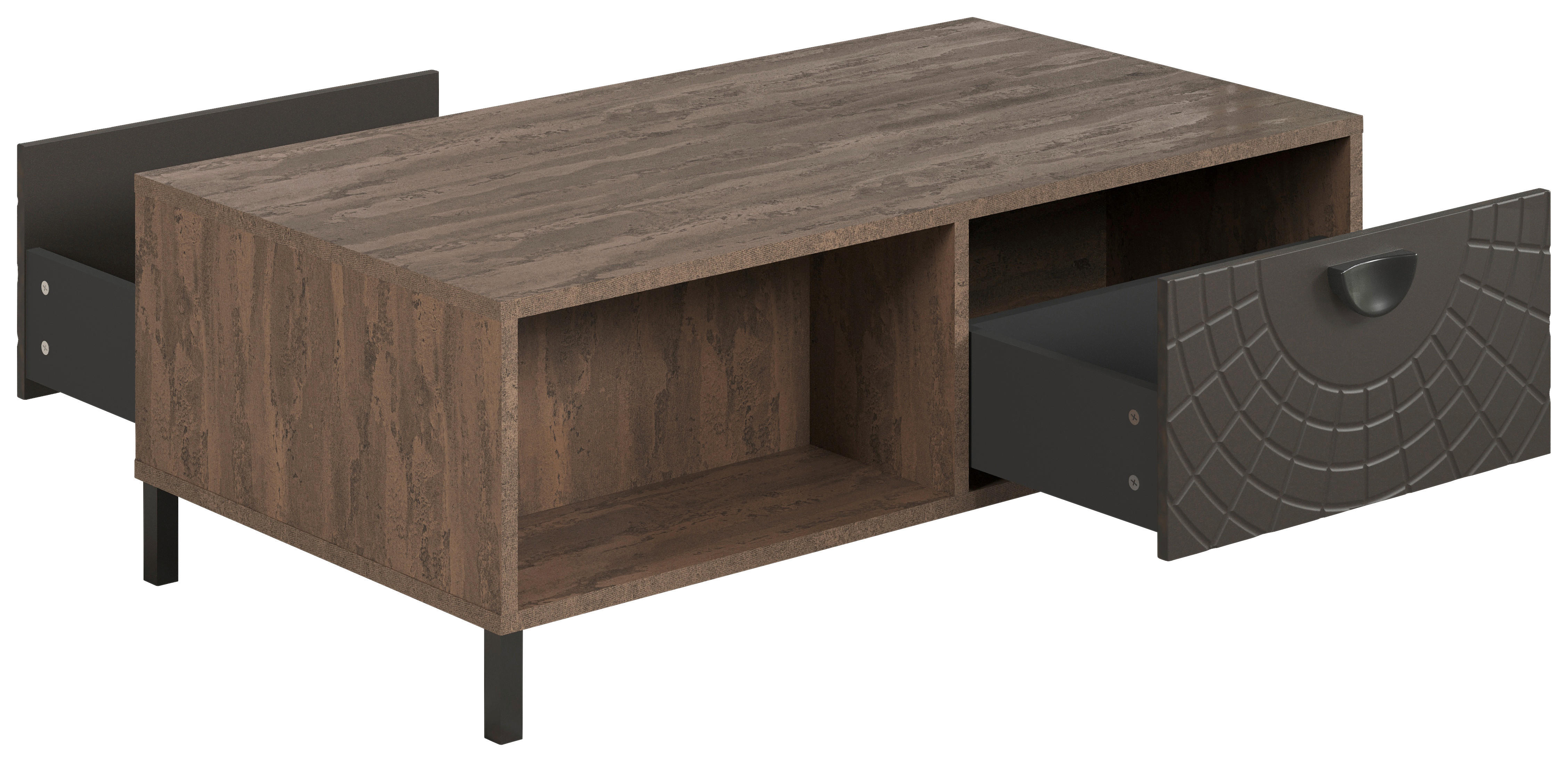 Couchtisch Fusion Eiche dunkel Nachbildung bronze Optik B/H/T: ca. 110x37x60 cm Fusion - Eiche/bronze (110,00/37,00/60,00cm)