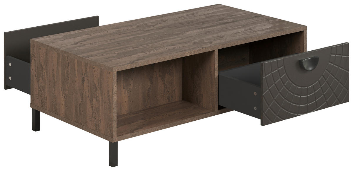 Couchtisch Fusion Eiche dunkel Nachbildung bronze Optik B/H/T: ca. 110x37x60 cm Fusion - Eiche/bronze (110,00/37,00/60,00cm)