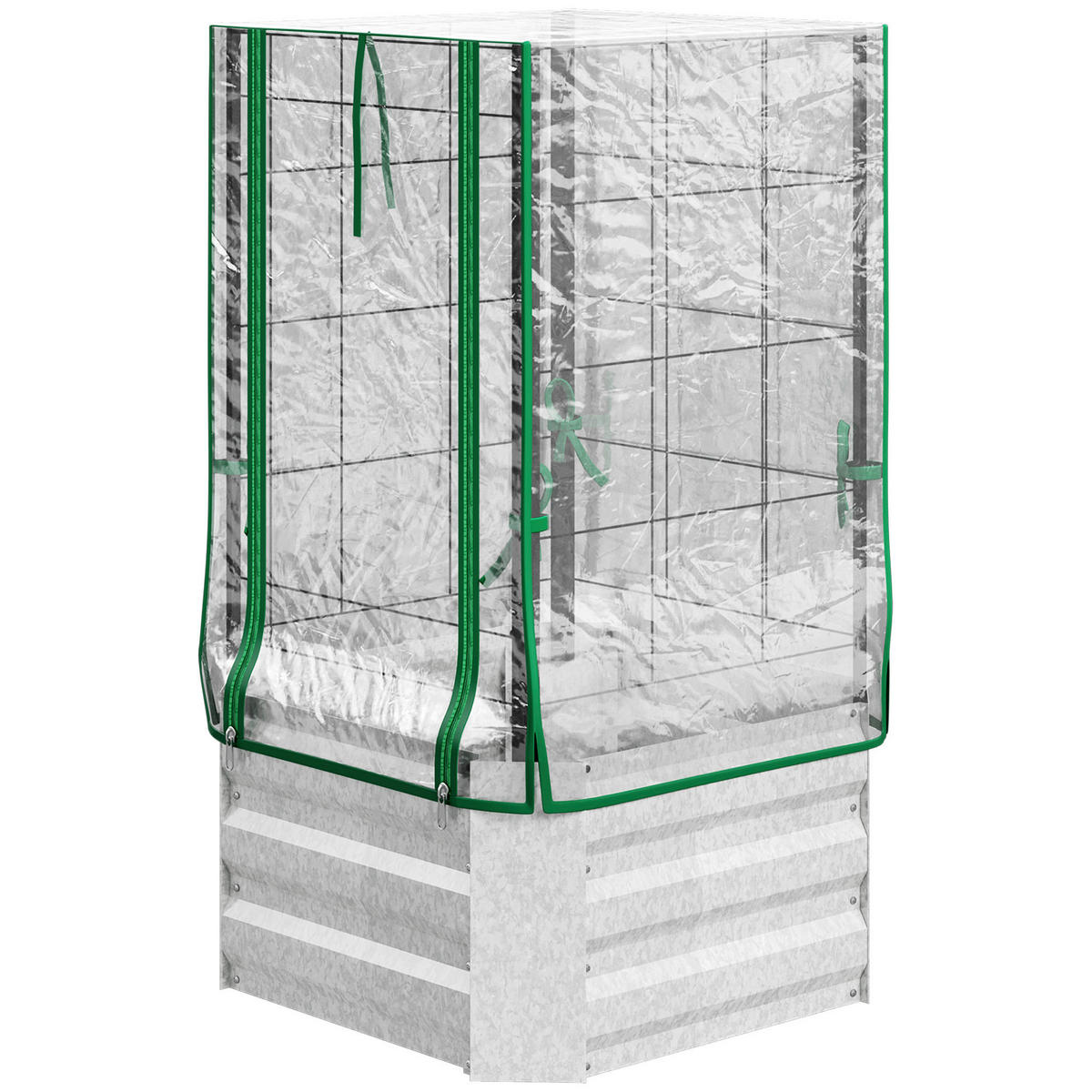 Outsunny Hochbeet silber Stahl B/H/L: ca. 53x90x53 cm Hochbeet - grün/silber (53,00/53,00/90,00cm) - Outsunny
