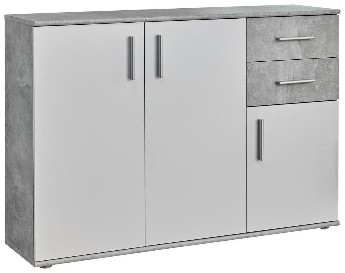 Kommode Bobby 2 B/H/T: ca. 120x82x35 cm Bobby 2 - Beton/weiß (120,00/82,00/35,00cm)