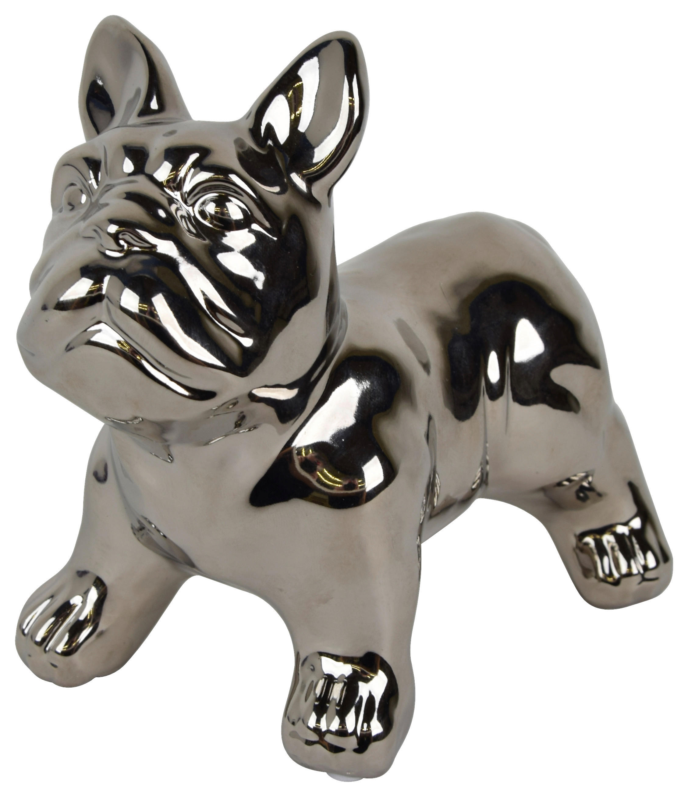 Biermann Deko-Figur silber Keramik L: ca. 16,5 cm Deko-Bulldogge - silber (16,50cm) - Biermann