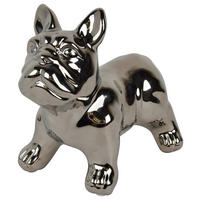 Biermann Deko-Figur silber Keramik L: ca. 16,5 cm Deko-Bulldogge - silber (16,50cm) - Biermann