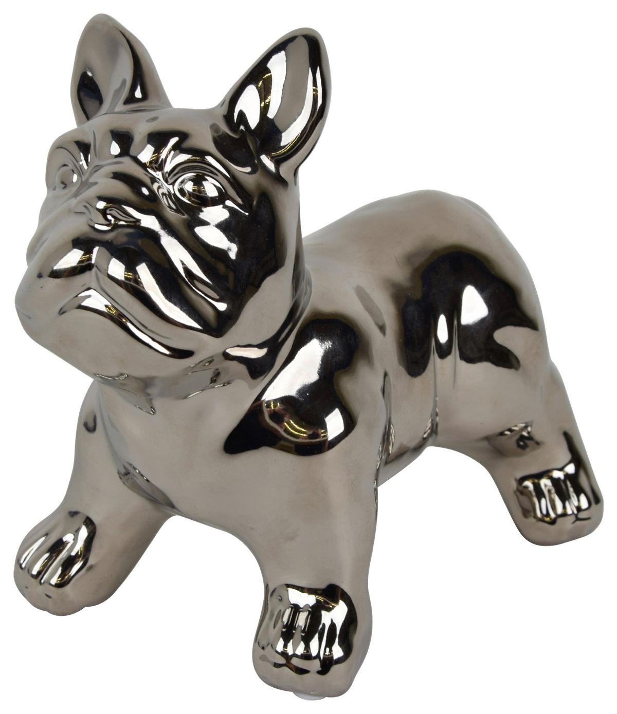 Biermann Deko-Figur silber Keramik L: ca. 16,5 cm Deko-Bulldogge - silber (16,50cm) - Biermann