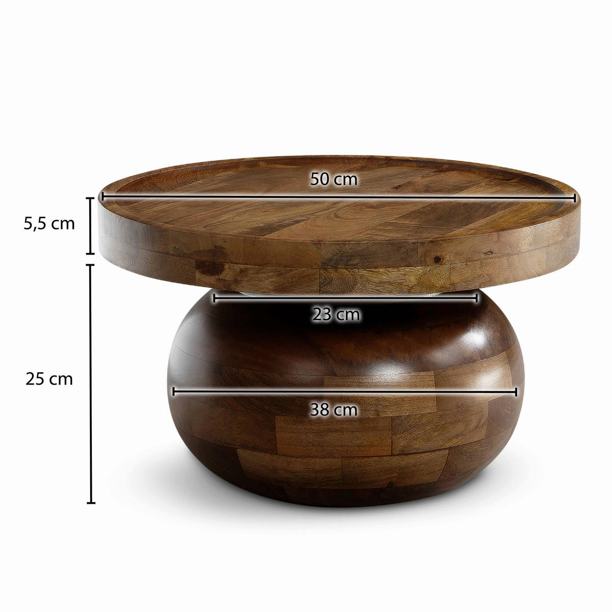 Couchtisch braun H/D: ca. 31x50 cm Couchtisch - braun (50,00/31,00cm) - Wohnling