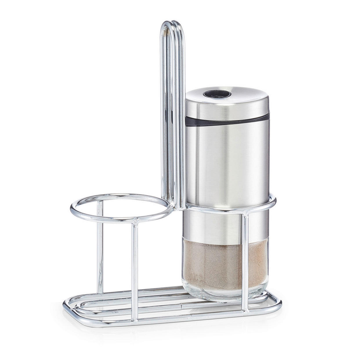 Zeller Salz-/Pfefferstreuer-Set silber Glas B/H/L: ca. 6,6x15,7x12,7 cm Salz-/Pfefferstreuer-Set_3-tlg. - silber (12,70/6,60/15,70cm) - Zeller