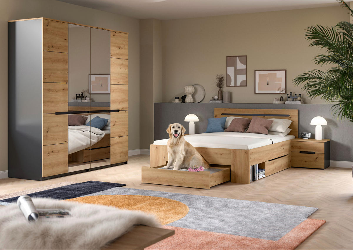 Schlafzimmer CANU, Set basaltgrau Artisan Nachbildung CANU, Set - basaltgrau - xonox.home