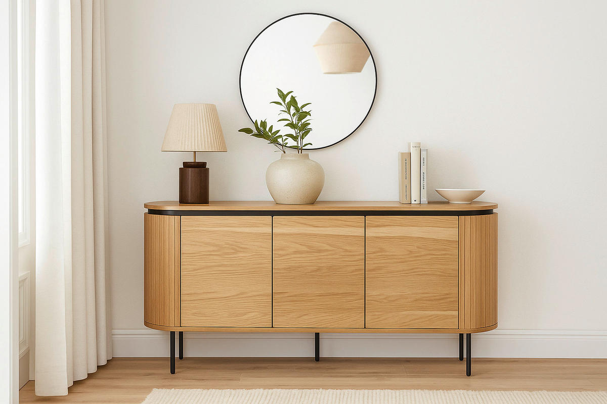 Kommode ALBERI Eiche Sonoma Nachbildung B/H/T: ca. 160x76x40 cm ALBERI - Eiche (160,00/76,00/40,00cm) - WIPMEB