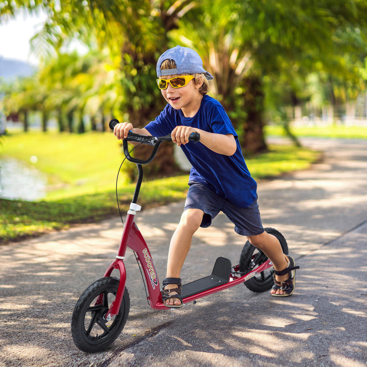 HOMCOM Kinderroller rot Kinderroller - rot (120,00/52,00/88,00cm) - HOMCOM