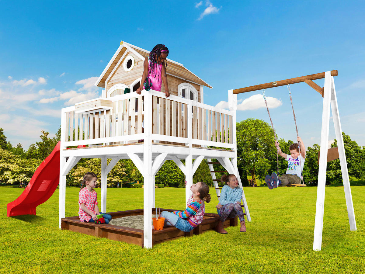 AXI Spielhaus Liam braun B/H/L: ca. 541x291x277 cm Liam - braun/weiß (277,00/541,00/291,00cm) - AXI
