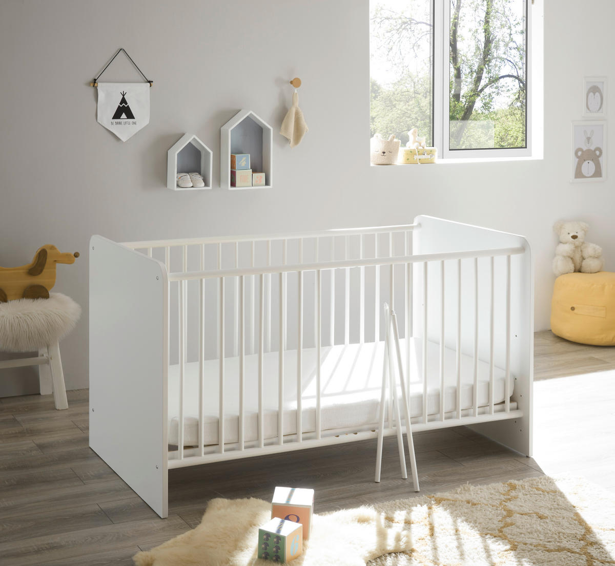 Babybett Alex weiß Graphit Liegefläche B/L: ca. 70x140 cm Alex - weiß/Graphit (70,00/140,00cm)