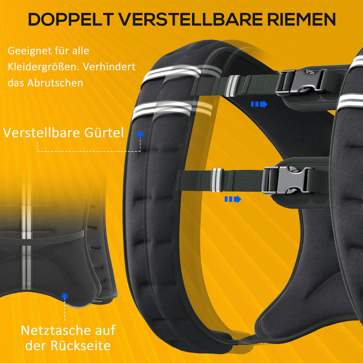HOMCOM Fitness-Zubehör schwarz Polyester B/H/L: ca. 35x40x0,1 cm Gewichtsweste - schwarz (0,10/35,00/40,00cm) - HOMCOM