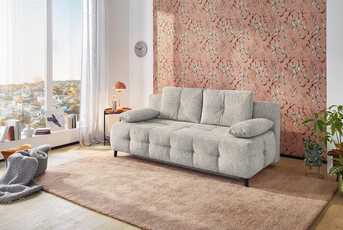 Schlafsofa  hellgrau B/H/T: ca. 207x93x104 cm Phil_Schlafsofa 51073774351943519 - hellgrau/schwarz (207,00/93,00/104,00cm)