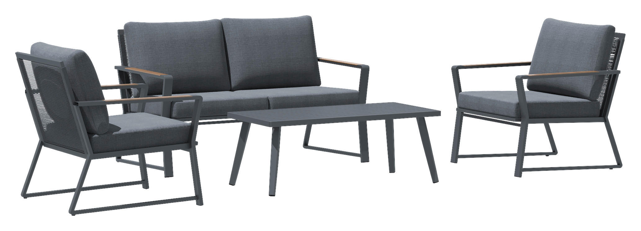 Outsunny Loungeset dunkelgrau Aluminium B/H/T/L: ca. 72x79x80x62 cm Loungeset - dunkelgrau (62,00/72,00/79,00cm) - Outsunny