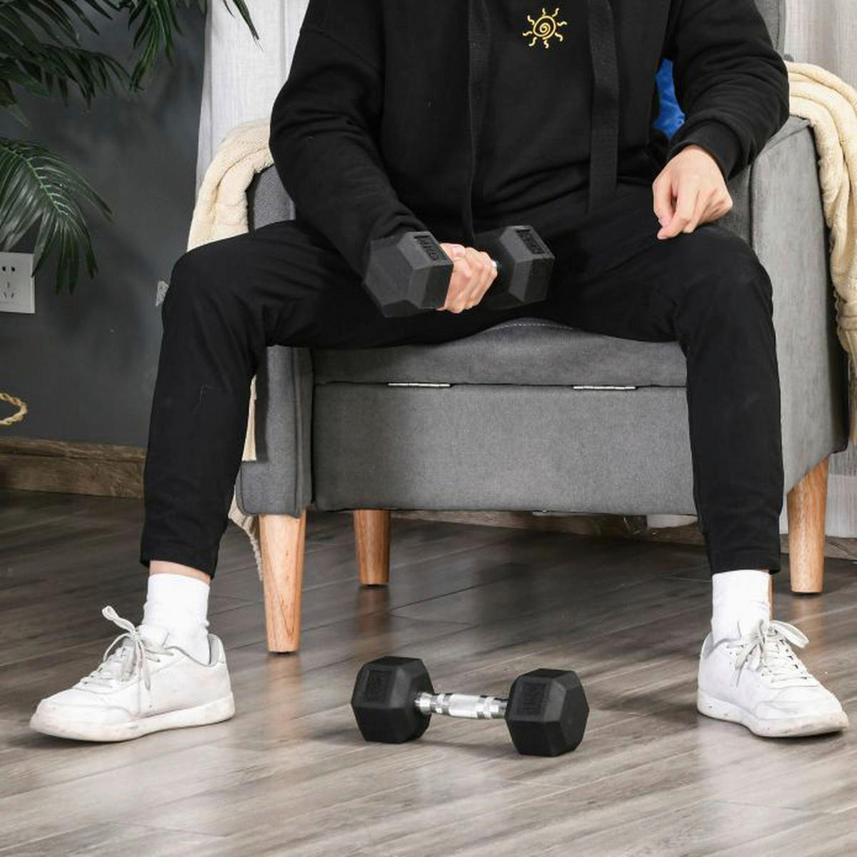 HOMCOM Kurzhantelset schwarz Gummi B/H/T: ca. 10,5x7,2x10,5 cm Kurzhantel_2er_Set - schwarz (10,50/7,20/10,50cm) - HOMCOM