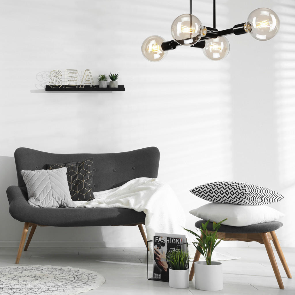Thumbnail - Lamkur Deckenleuchte ASTRID 42855 schwarz Stahl H/L: ca. 32x53 cm E27 4 Brennstellen