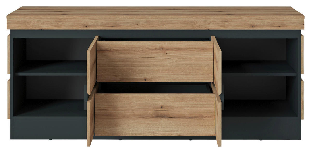 TV-Lowboard Corte Eiche Evoke Coast Nachbildung anthrazit B/H/T: ca. 161x68x45 cm Corte - Eiche/anthrazit (161,00/68,00/45,00cm)